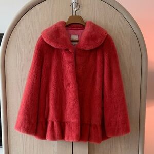 Real Fur Coat in Coral